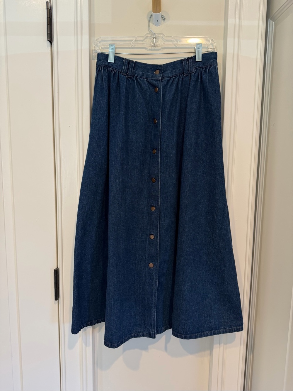 VTG Women’s Dark Blue Button-Front Denim Chambray Skirt - 27 waist